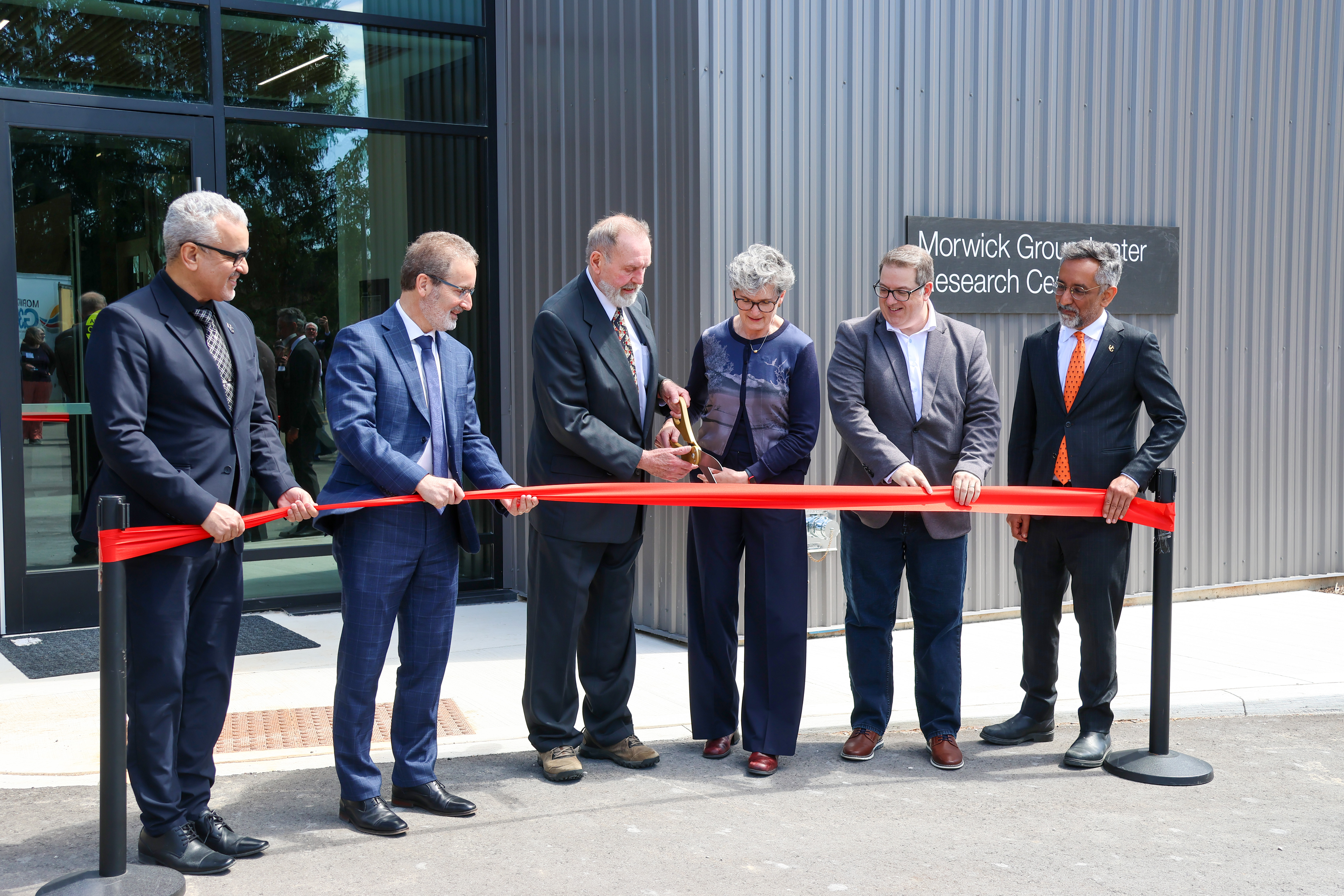 Ribbon cutting at the grand opening of the Morwick Groundwater Research Centre.