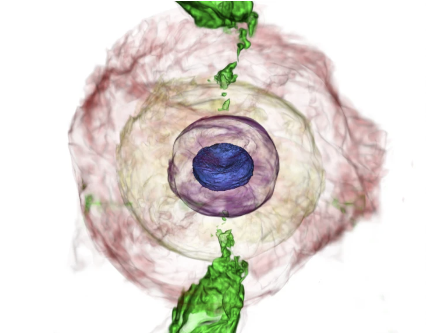 Colourful representation of the aftermath of a neutron-star merger.