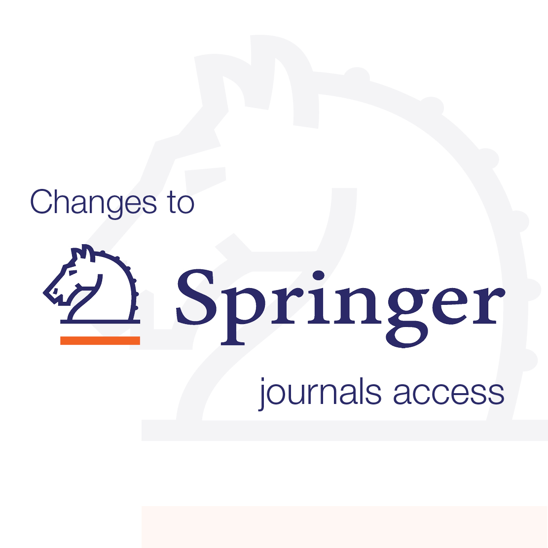 Text on the graphic reads Changes to Springer journals access. There is the Springer logo on the left side of the graphic and a faded, larger version of the same logo is in the background.